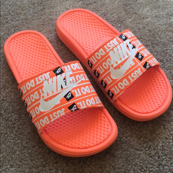 orange nike sandals